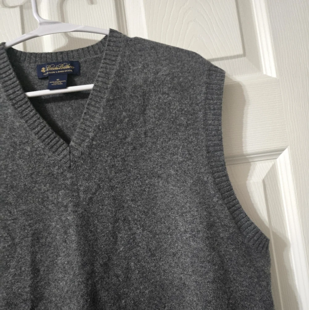 Vintage Lambswool Sweater Vest by Brooks Brothers, Dark Gray, V-Neck, EUC! - Picture 5 of 12
